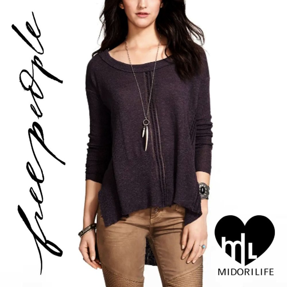 FREE PEOPLE Lace Road Linen Blend Pullover Sweater